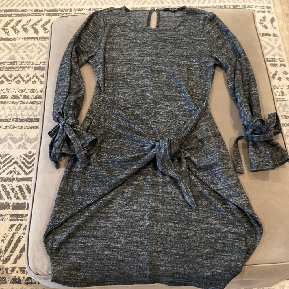 Gray polyester and spandex sweater dress by 19 cooper